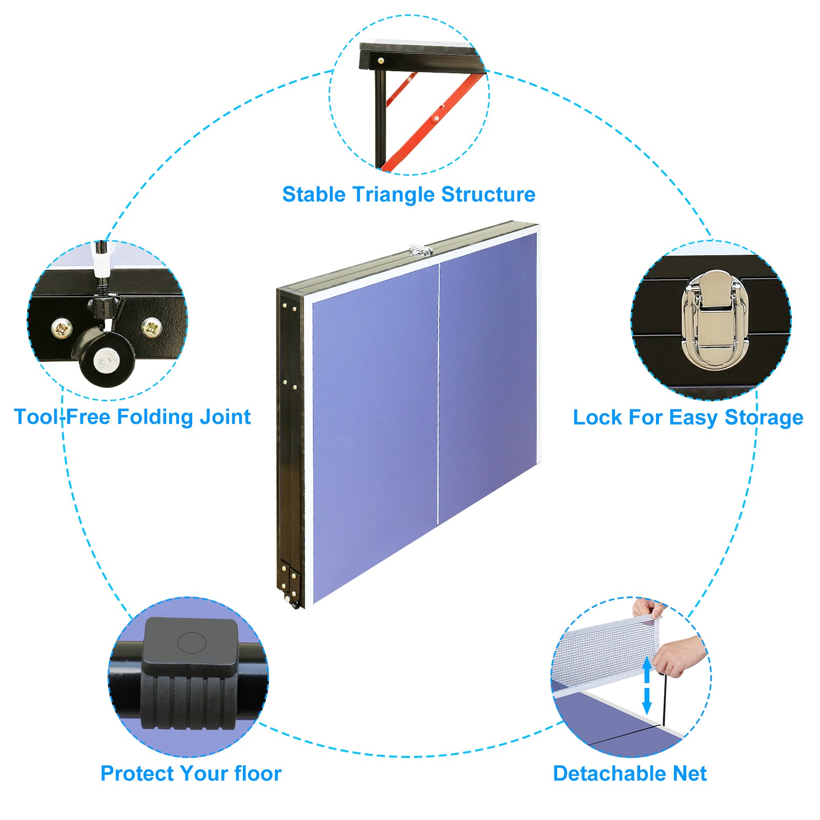 JMT-201226 Folding Portable Table Tennis Table Set for Convenient Play and Storage