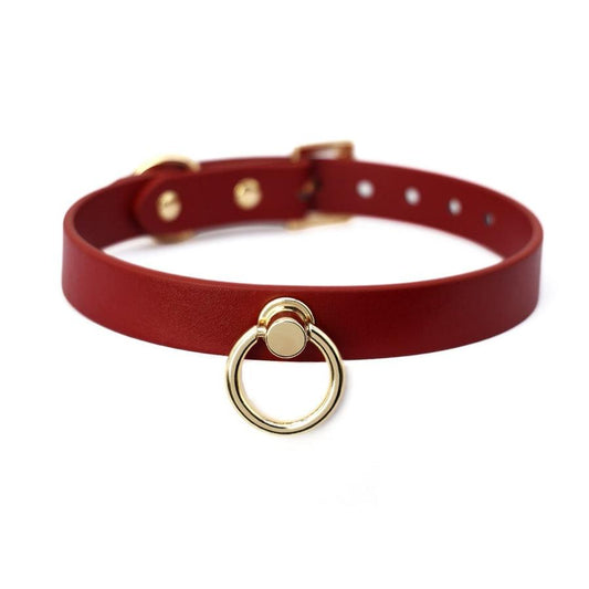 JMT-201482 Genuine Cowhide Neck Binding Collar with Drag Chain - Available in Black and Red Variants
