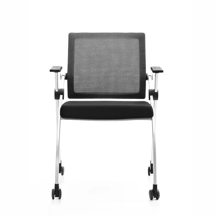JMT-202058 Modern Mesh Training Chair with Fabric Upholstery, Adjustable Height, Casters, Stackable and Foldable for Meeting and Conference Rooms