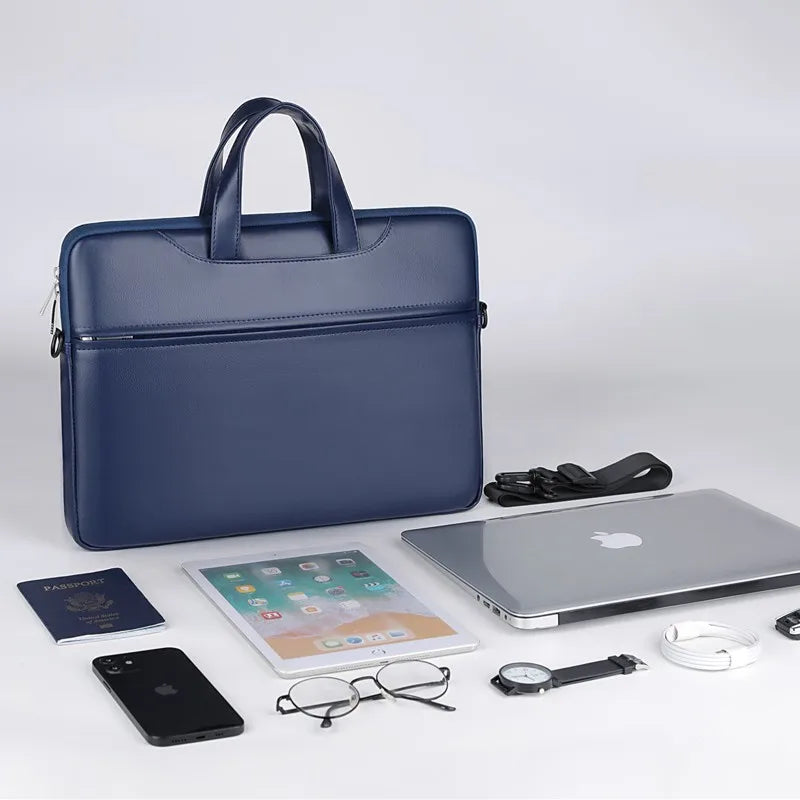 JMT-202122 Custom Logo Leather Laptop Briefcase Bag - Waterproof Organizer for Men and Women
