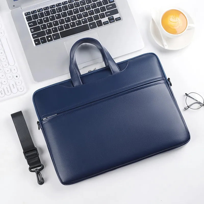 JMT-202122 Custom Logo Leather Laptop Briefcase Bag - Waterproof Organizer for Men and Women