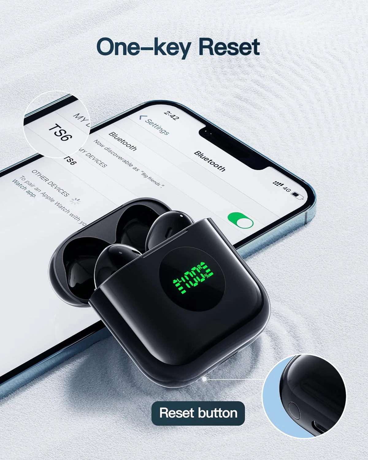 JMT-202634 TWS Gaming Wireless Earbuds with LED Display – High-Performance Bluetooth Headset for Mobile and Gaming Use
