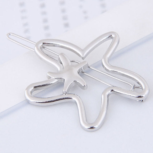 JMT-202826 Geometric Hairpin with White Crystal Accents - Alloy and Plastic/Resin Design