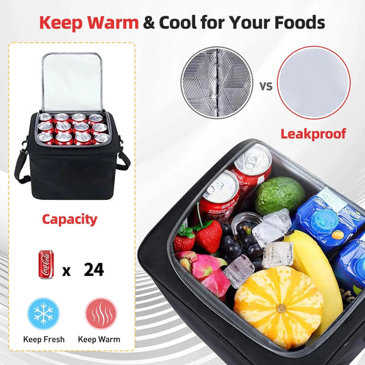 JMT-203082 Collapsible Multi-Compartment SUV Trunk Organizer with Insulated Leakproof Bag