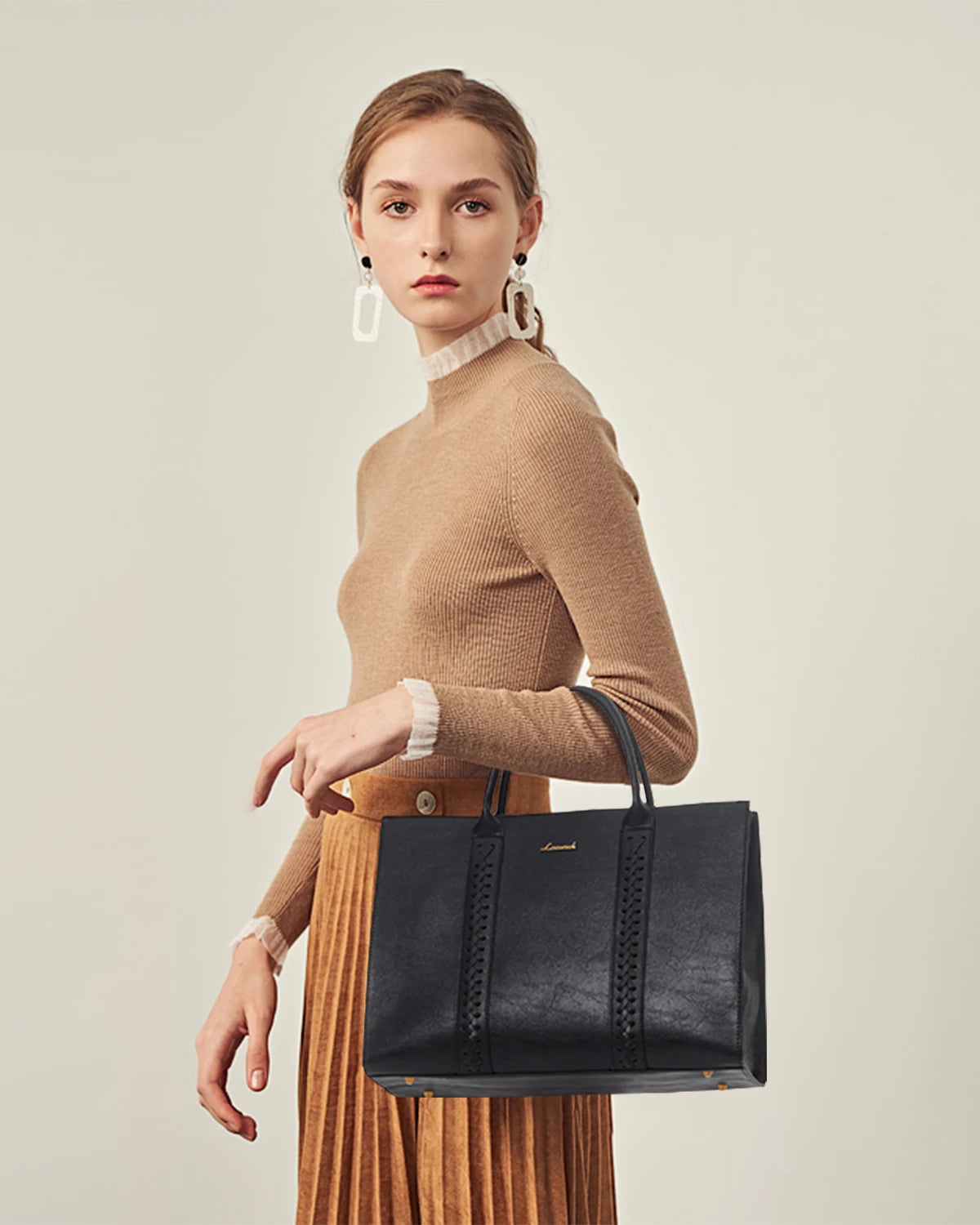 JMT-203274 Elegant 15.6in Ladies Handbags Set - Classic Top Handle Tote and Shoulder Bags for Work