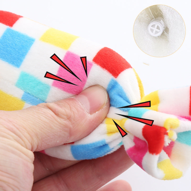 JMT-203274 Interactive Plush Dog Toy with Sound and Dental Cleaning Functions - Candy Square Puzzle