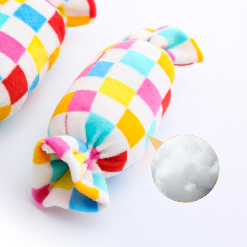 JMT-203274 Interactive Plush Dog Toy with Sound and Dental Cleaning Functions - Candy Square Puzzle