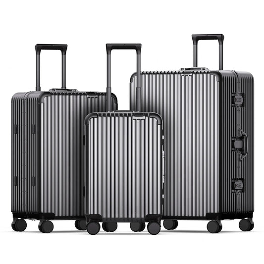 JMT-203338 3-Piece Aluminium Frame Travel Suitcase Set with Polycarbonate Trolley Case
