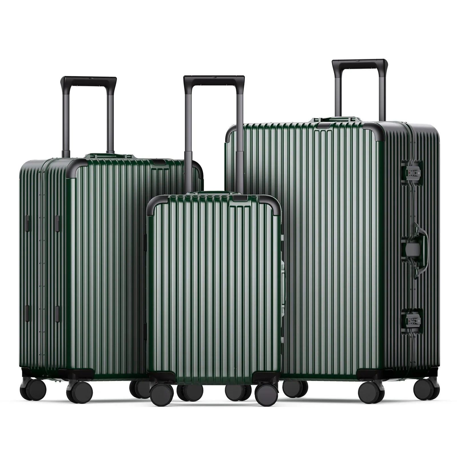 JMT-203338 3-Piece Aluminium Frame Travel Suitcase Set with Polycarbonate Trolley Case