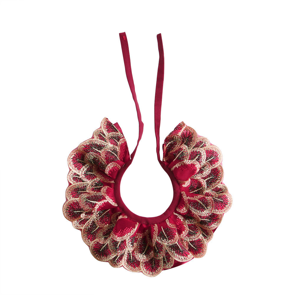 JMT-204106 Embroidered Lace Scarf with Peacock Feather Design in Multiple Colors