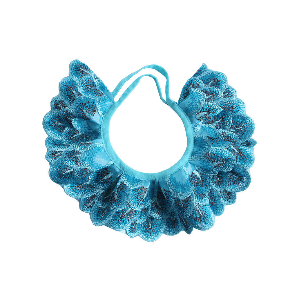 JMT-204106 Embroidered Lace Scarf with Peacock Feather Design in Multiple Colors