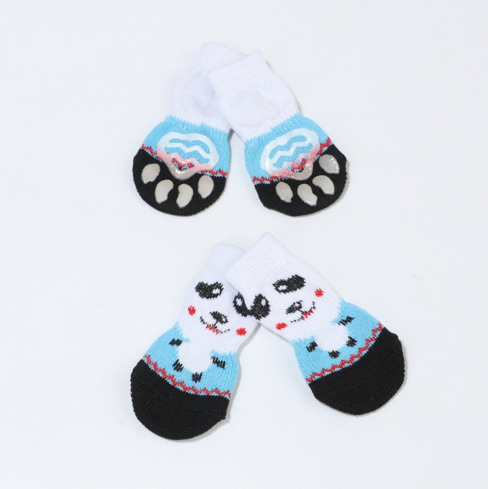 JMT-204234 Warm Cotton Pet Socks with Anti-Slip Design for Small and Medium Dogs - Set of 4