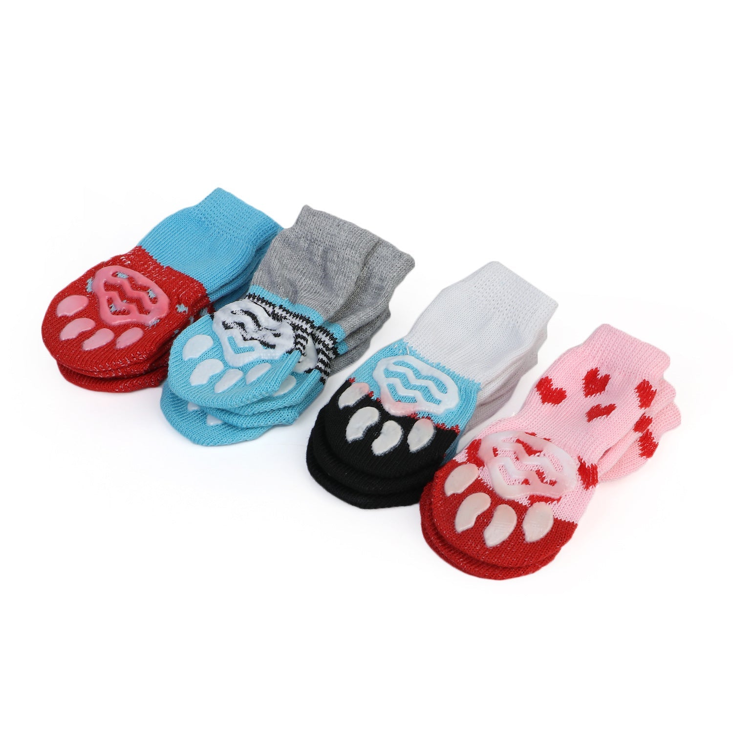 JMT-204234 Warm Cotton Pet Socks with Anti-Slip Design for Small and Medium Dogs - Set of 4