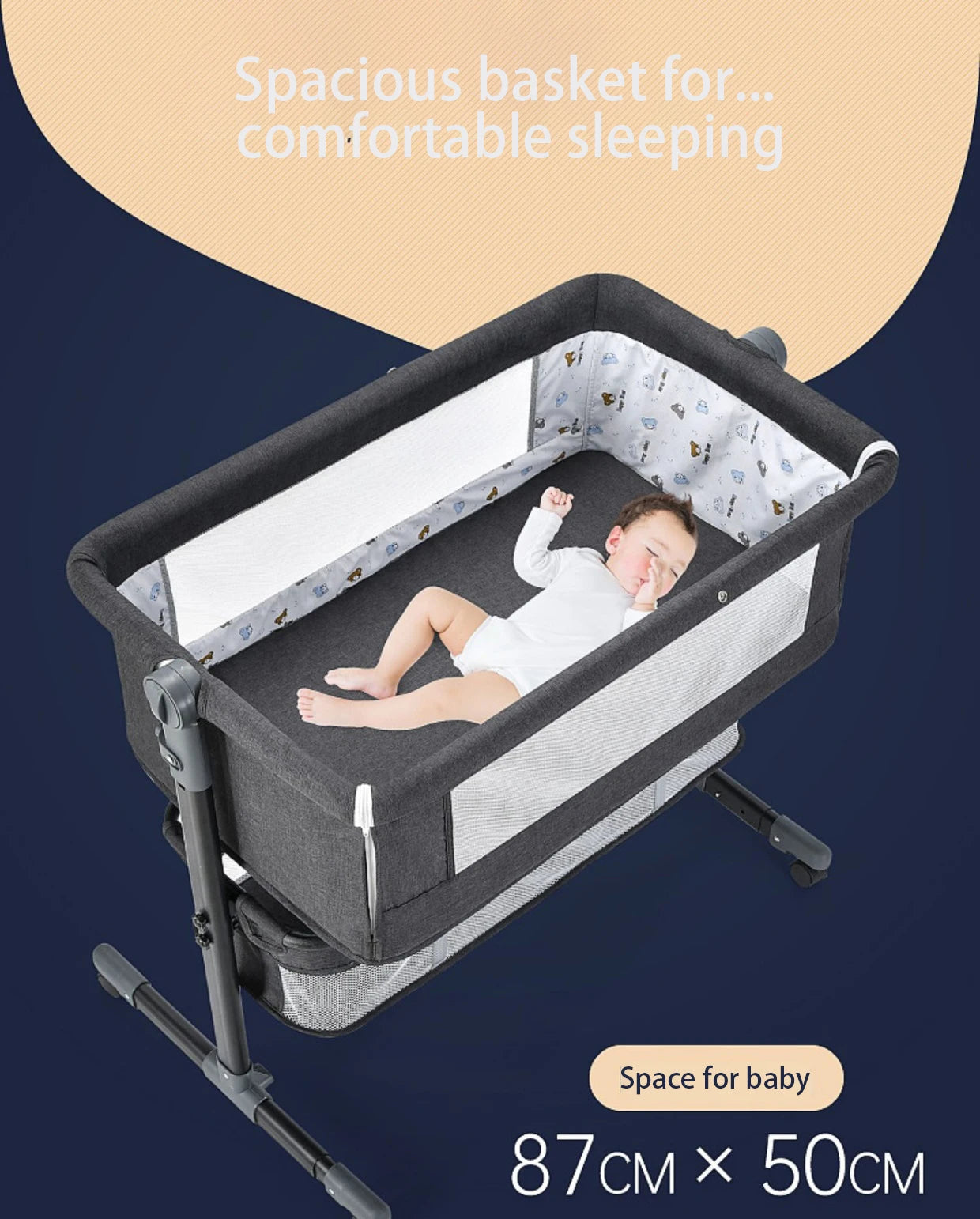 JMT-204554 Foldable Movable Baby Cot Playpen – Portable Crib for Infants and Newborns