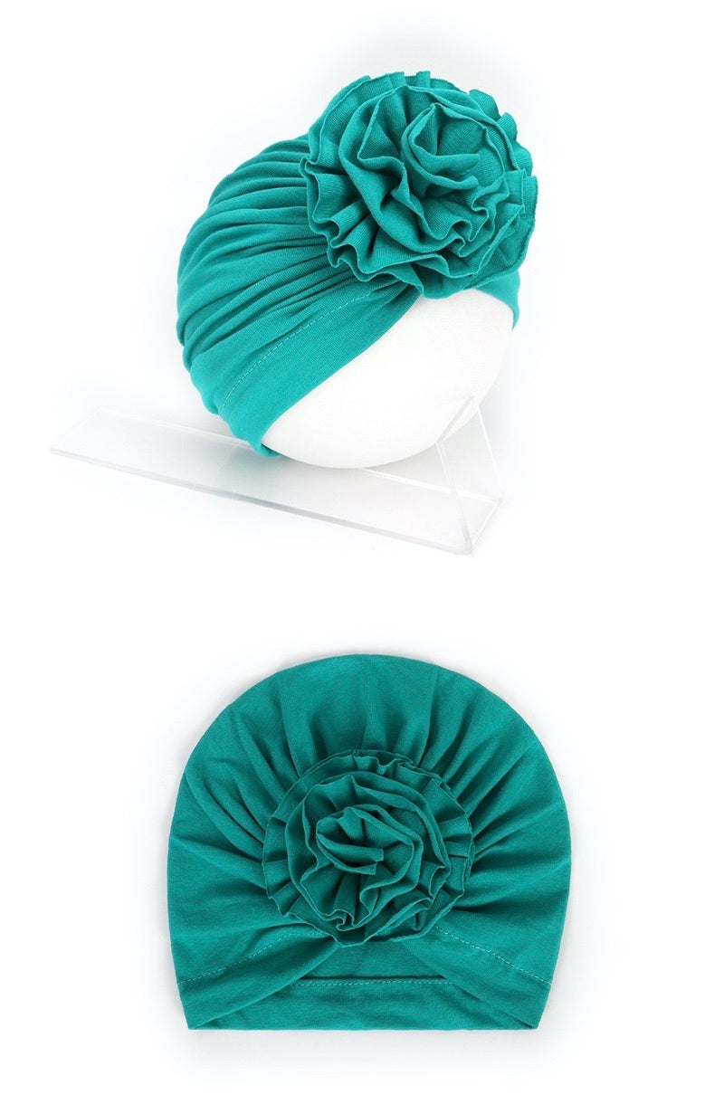 JMT-205130 Bloom Flower Knot Headband for Toddlers - Elastic Infant Turban Beanie Cap, Soft Cotton Blend, Fall & Winter Wear