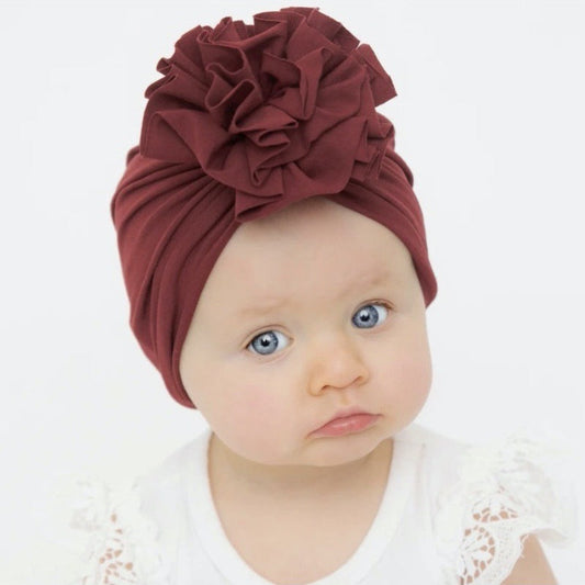 JMT-205130 Bloom Flower Knot Headband for Toddlers - Elastic Infant Turban Beanie Cap, Soft Cotton Blend, Fall & Winter Wear