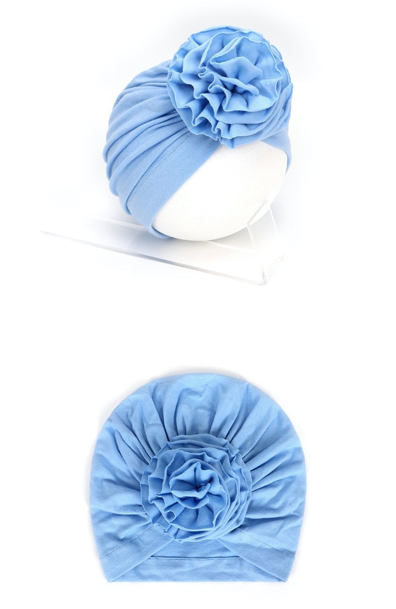 JMT-205130 Bloom Flower Knot Headband for Toddlers - Elastic Infant Turban Beanie Cap, Soft Cotton Blend, Fall & Winter Wear