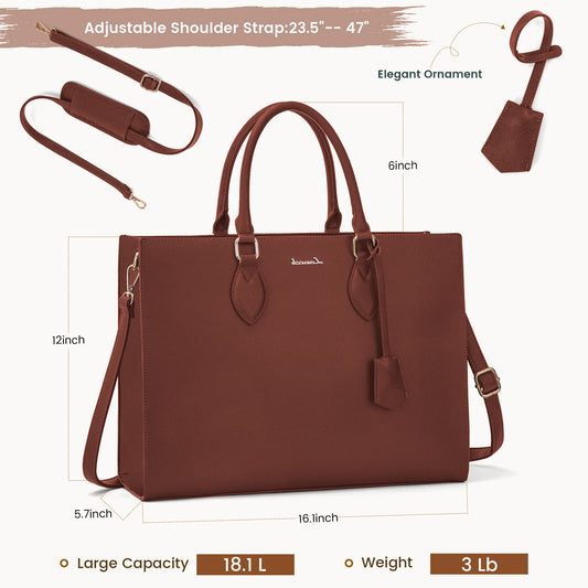 JMT-205578 Women’s Leather Laptop Tote Bag for 15.6-Inch Laptops - Stylish and Functional Office Handbag