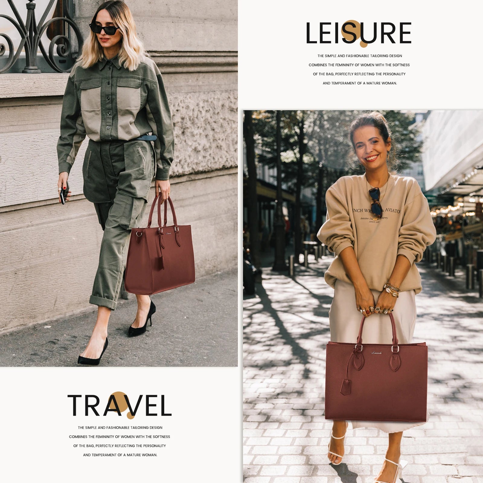 JMT-205578 Women’s Leather Laptop Tote Bag for 15.6-Inch Laptops - Stylish and Functional Office Handbag