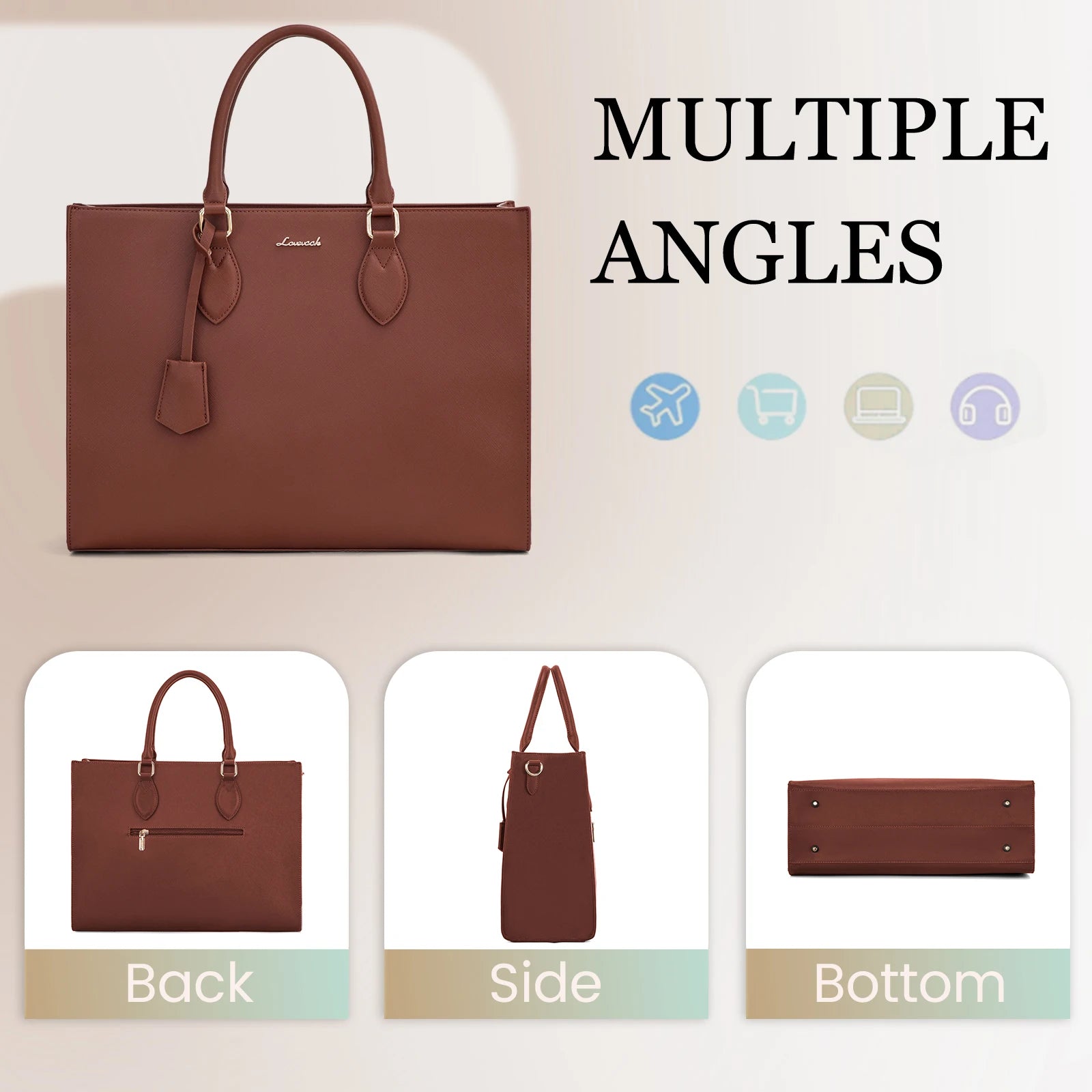 JMT-205578 Women’s Leather Laptop Tote Bag for 15.6-Inch Laptops - Stylish and Functional Office Handbag