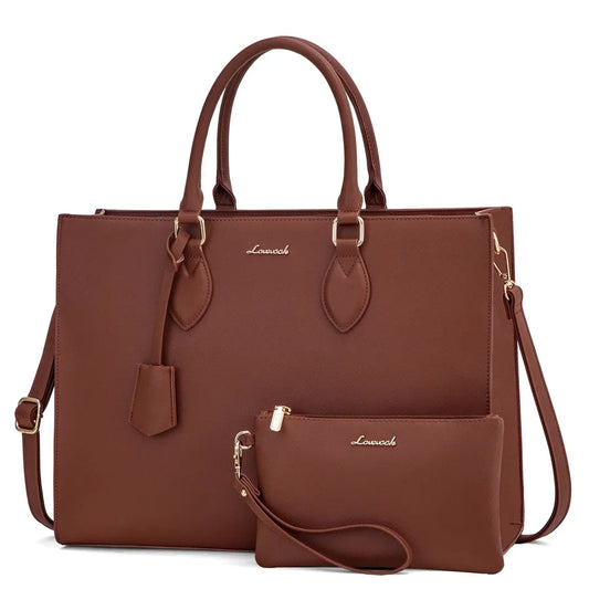 JMT-205578 Women’s Leather Laptop Tote Bag for 15.6-Inch Laptops - Stylish and Functional Office Handbag