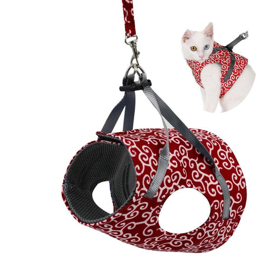 JMT-206090 Japanese Style Cat Walking Chest Strap Vest - Breathable Polyester Traction Belt for Comfortable Outdoor Adventures