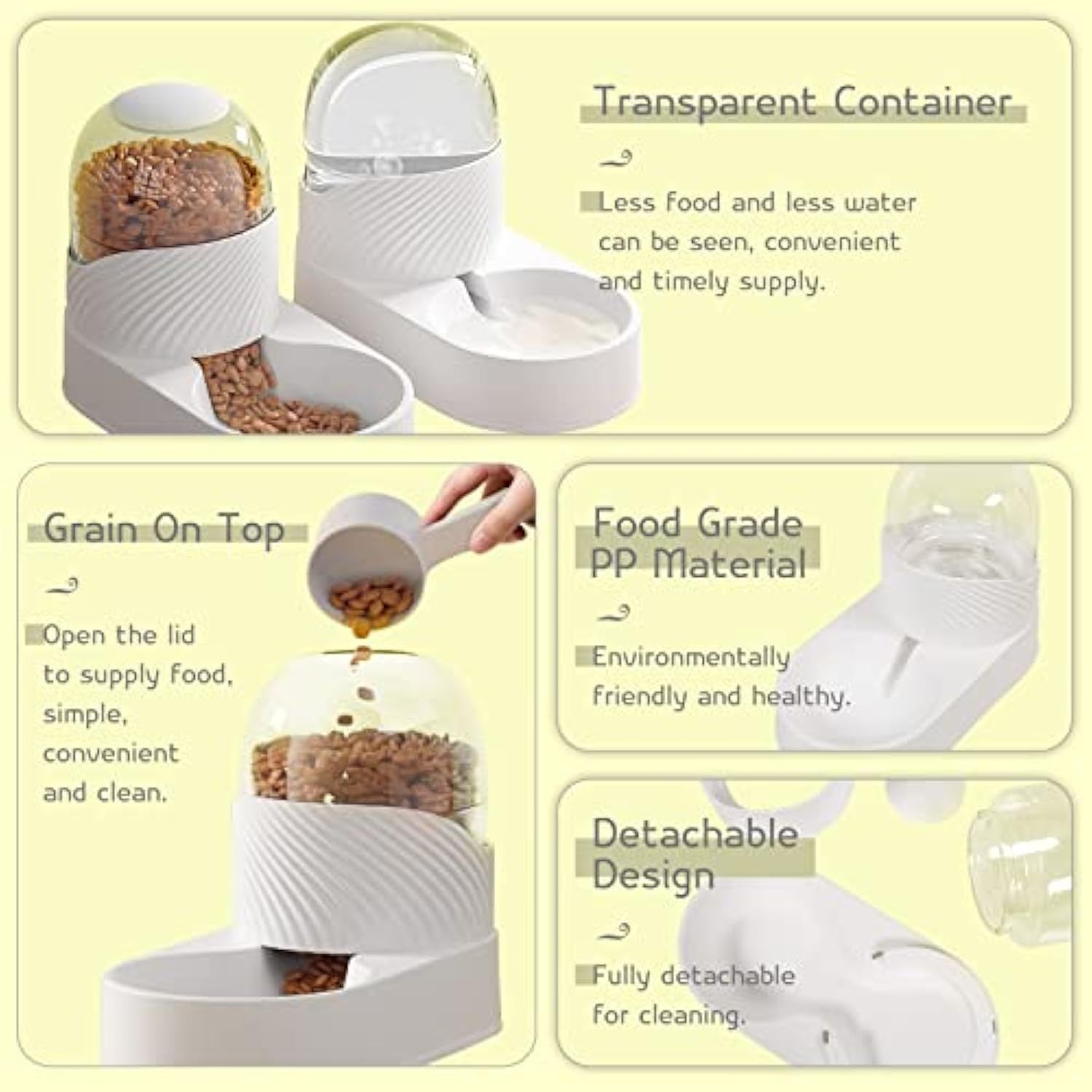 JMT-206730 Automatic Cat Feeder and Water Dispenser Set - 2L Capacity, BPA-Free Plastic, Easy to Clean, Ideal for Cats and Small Pets