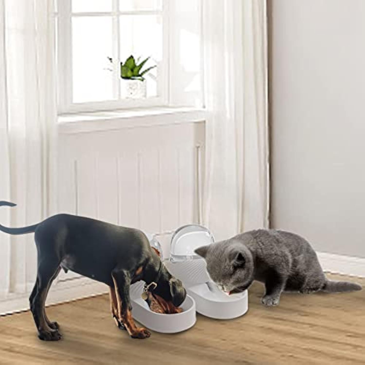 JMT-206730 Automatic Cat Feeder and Water Dispenser Set - 2L Capacity, BPA-Free Plastic, Easy to Clean, Ideal for Cats and Small Pets