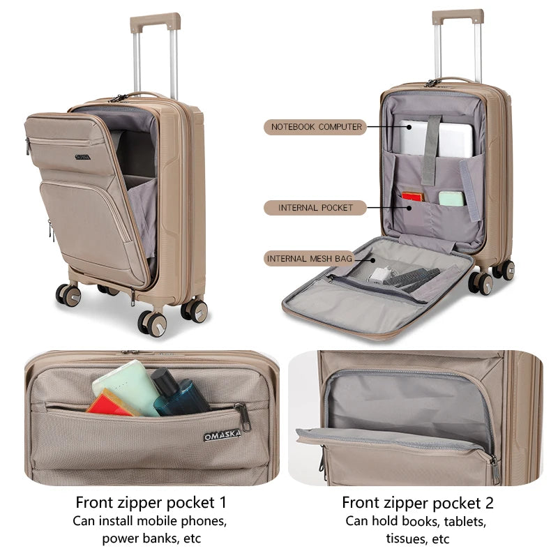 JMT-206794 Nylon Soft Luggage Set with Hard Combination Shell - 20, 24, and 28 Inch Suitcases with 4 Wheels