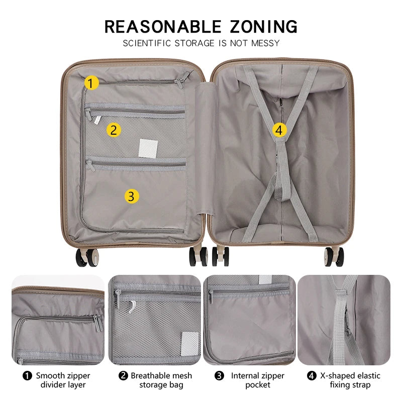 JMT-206794 Nylon Soft Luggage Set with Hard Combination Shell - 20, 24, and 28 Inch Suitcases with 4 Wheels