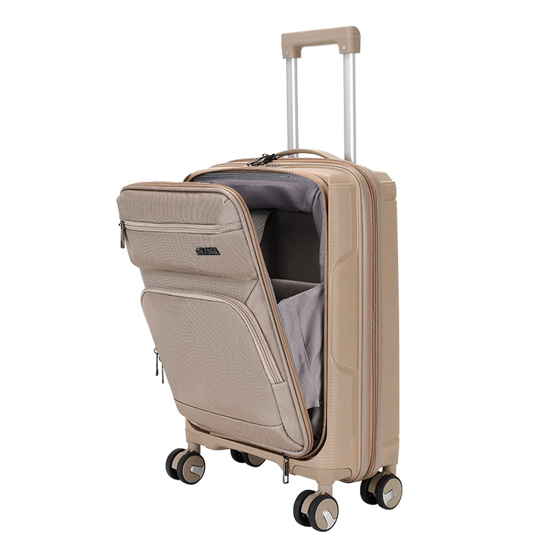 JMT-206794 Nylon Soft Luggage Set with Hard Combination Shell - 20, 24, and 28 Inch Suitcases with 4 Wheels