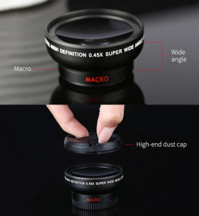JMT-206922 Wide-Angle 10x Macro Lens for Mobile Phones - Aluminum Alloy & Optical Glass, Black