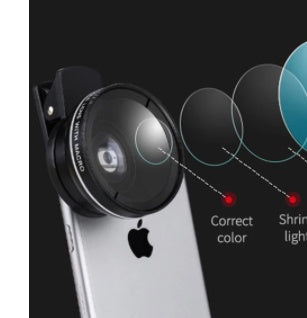 JMT-206922 Wide-Angle 10x Macro Lens for Mobile Phones - Aluminum Alloy & Optical Glass, Black