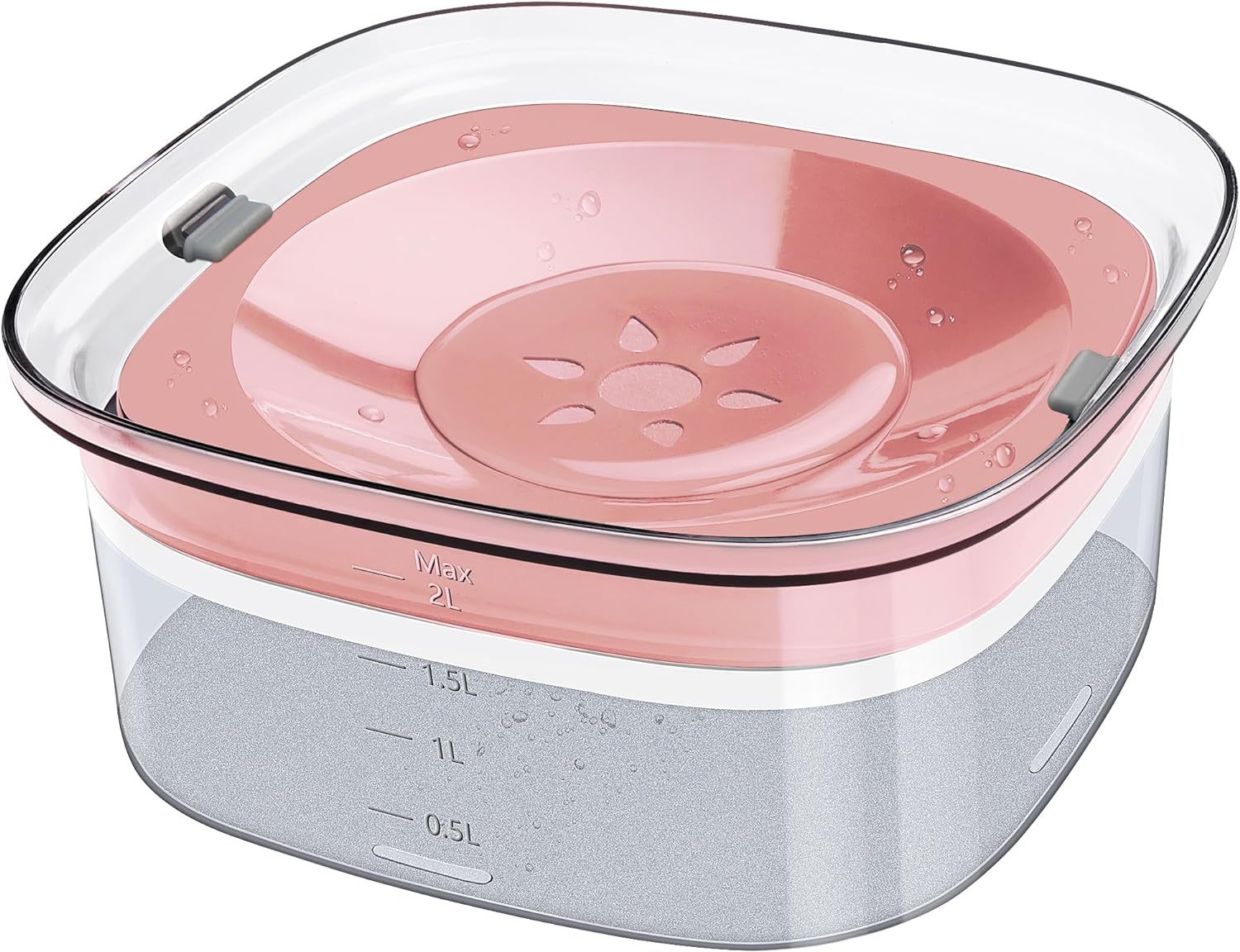 JMT-207882 2L No Spill Dog Water Bowl - Large Capacity Slow Feeder with Anti-Splash Design for Messy Drinkers and Cats