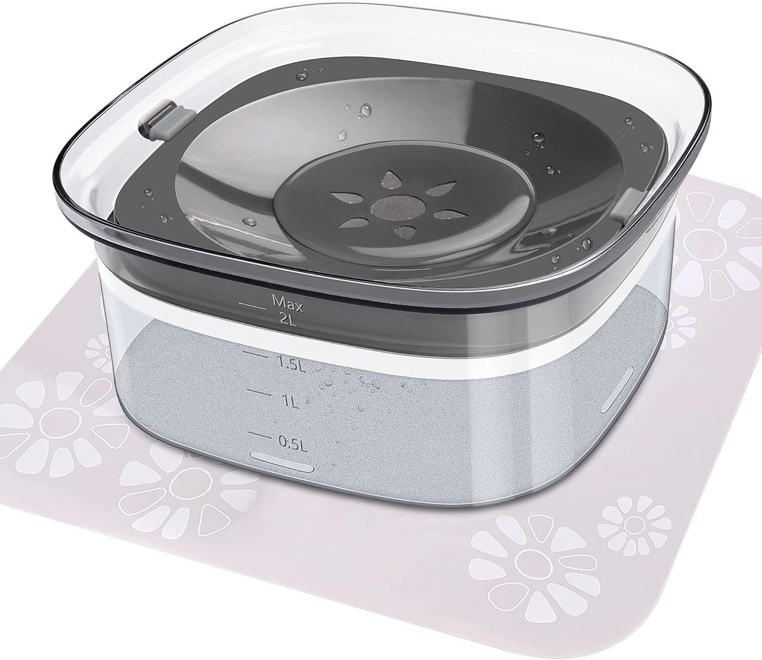 JMT-207882 2L No Spill Dog Water Bowl - Large Capacity Slow Feeder with Anti-Splash Design for Messy Drinkers and Cats