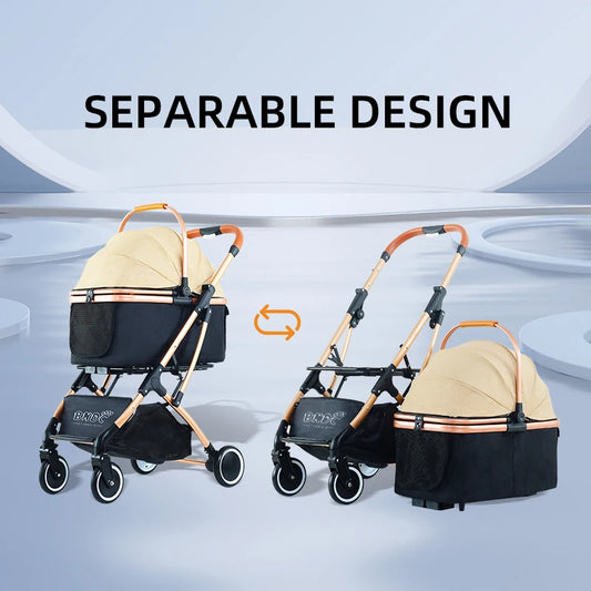 JMT-208010 Foldable 2-in-1 Luxury Pet Stroller with 4 Wheels and One-Handed Fold Mechanism