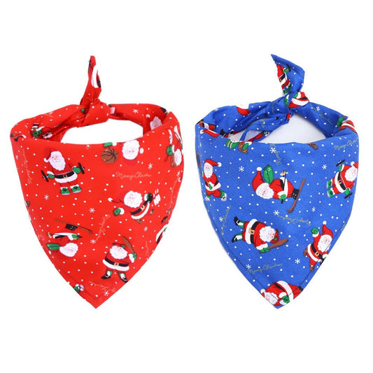 JMT-208522 Santa Claus Triangle Pet Scarf with Adjustable Buckle - Perfect Holiday Accessory for Your Furry Friend