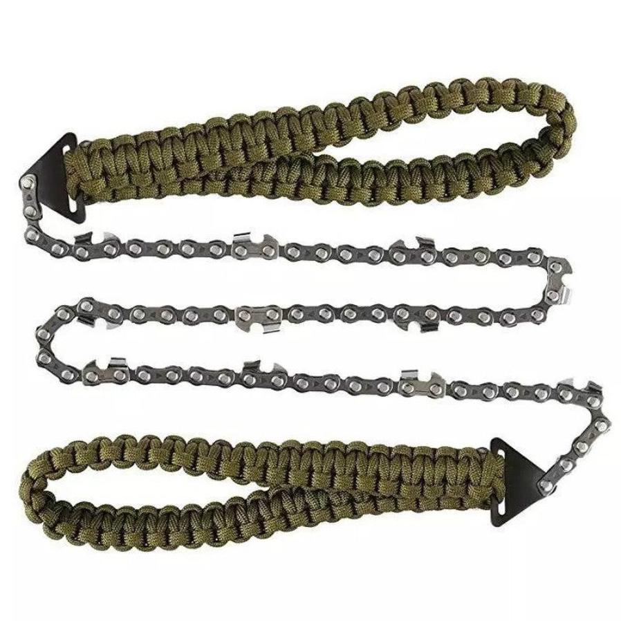 JMT-209098 Braided Survival Pocket Saw with Umbrella Rope for Camping and Outdoor Adventures