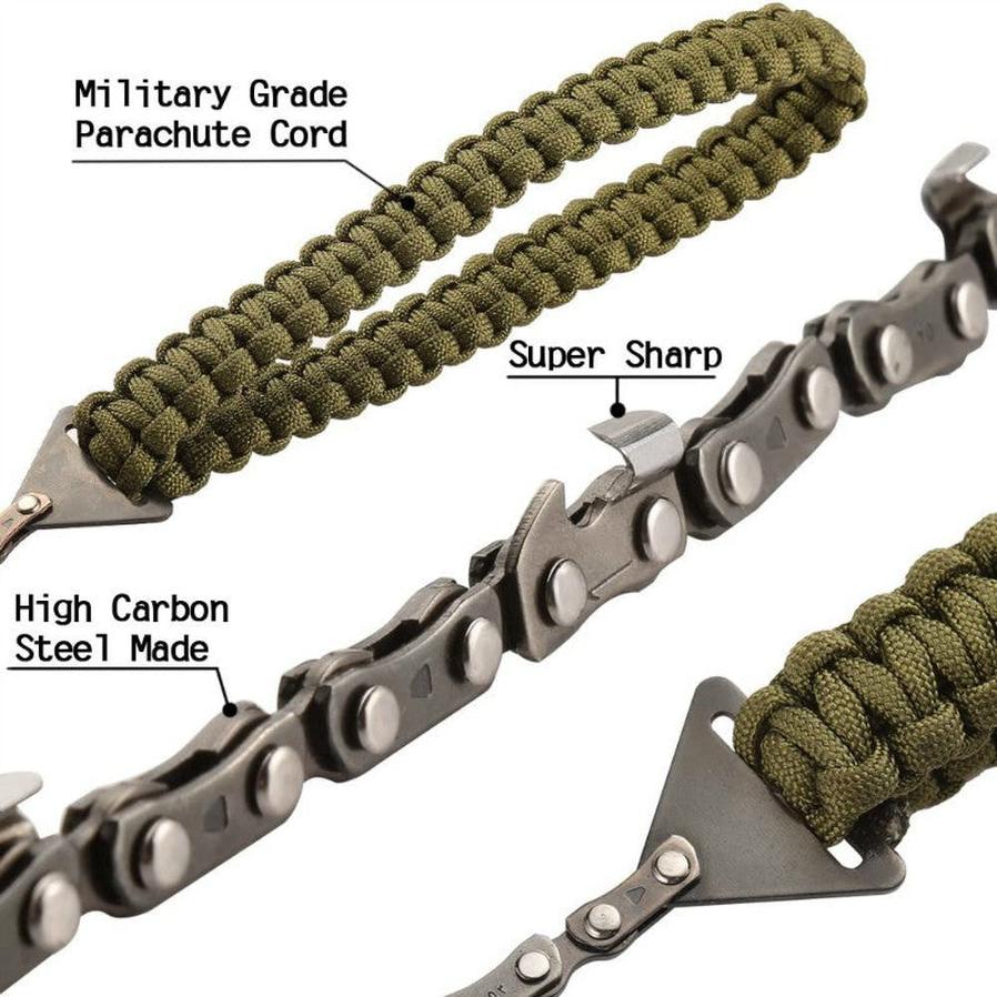 JMT-209098 Braided Survival Pocket Saw with Umbrella Rope for Camping and Outdoor Adventures