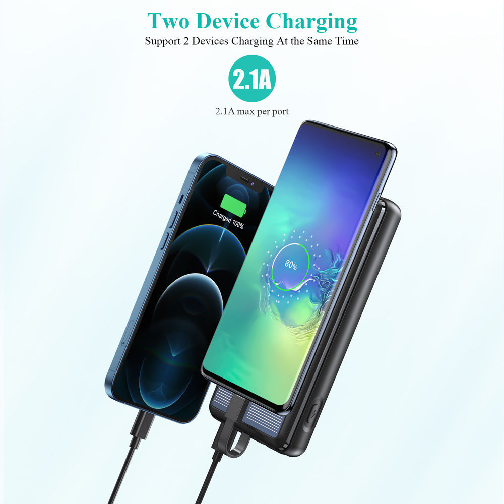 JMT-209226 Dual-Wire Solar Power Bank with Input and Output Ports