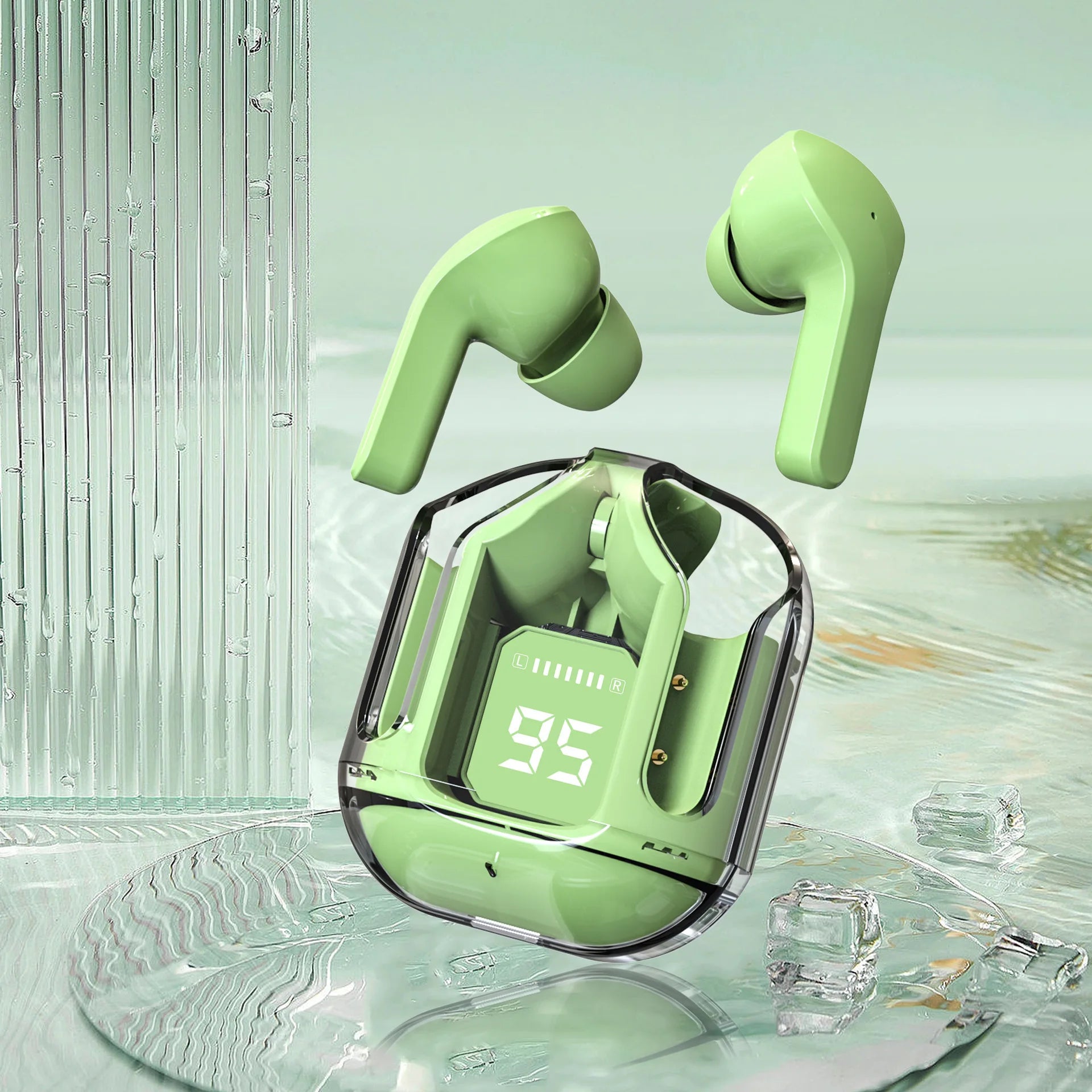 JMT-209226 Wireless Bluetooth In-Ear Headset with LED Display and Transparent Design