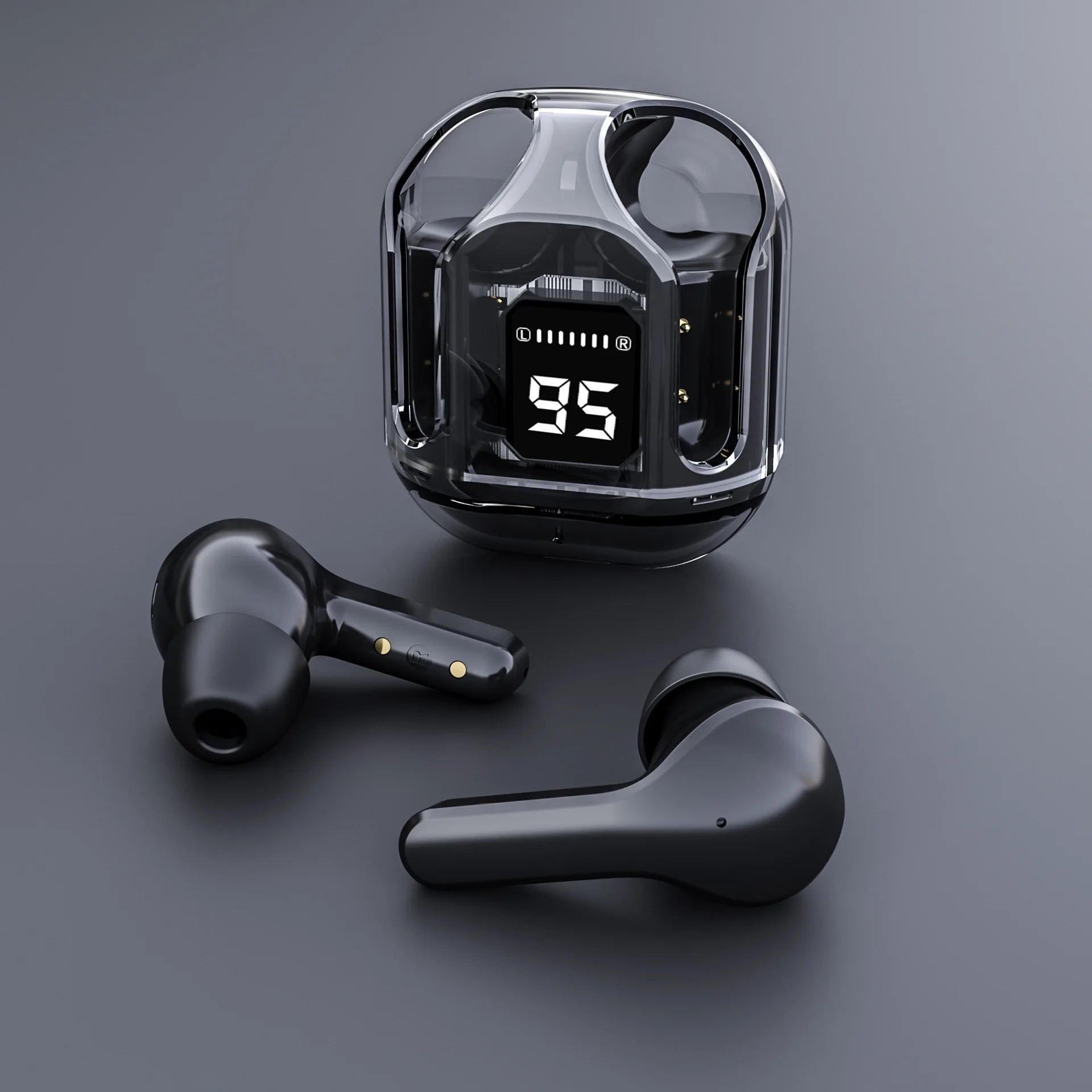 JMT-209226 Wireless Bluetooth In-Ear Headset with LED Display and Transparent Design
