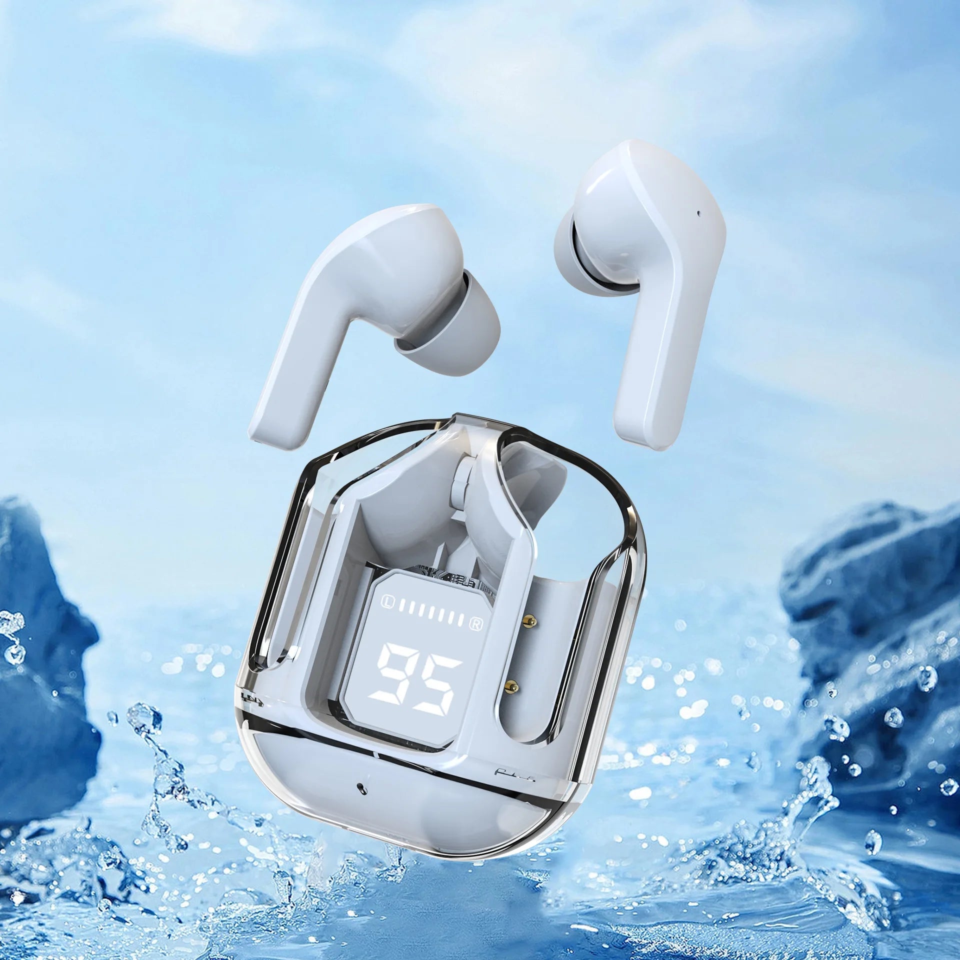 JMT-209226 Wireless Bluetooth In-Ear Headset with LED Display and Transparent Design