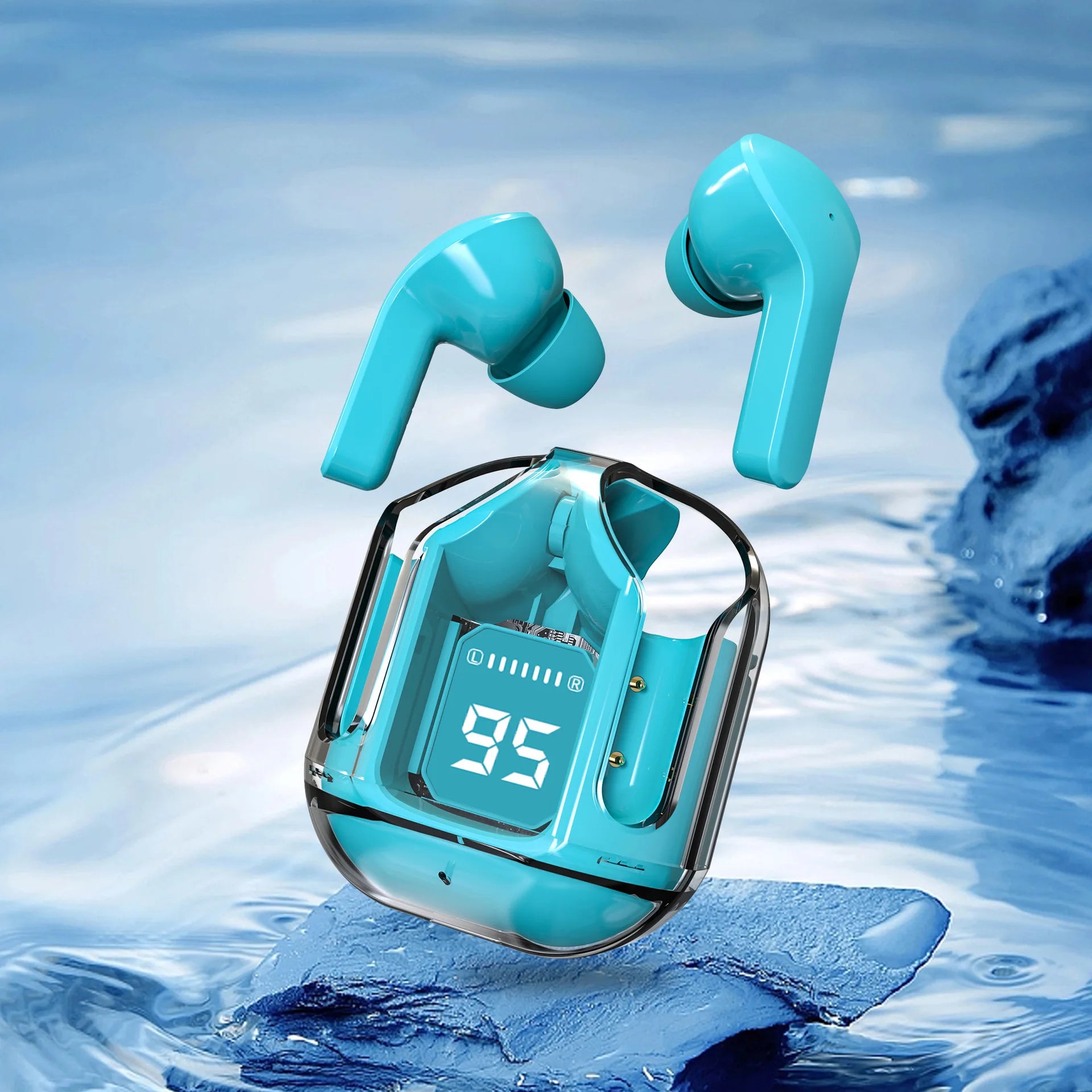 JMT-209226 Wireless Bluetooth In-Ear Headset with LED Display and Transparent Design