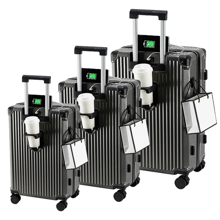 JMT-210250 Emerald Green 20 Inch Small Travel Suitcase Set with Extra Large Wheels - 3 Piece Luggage Set