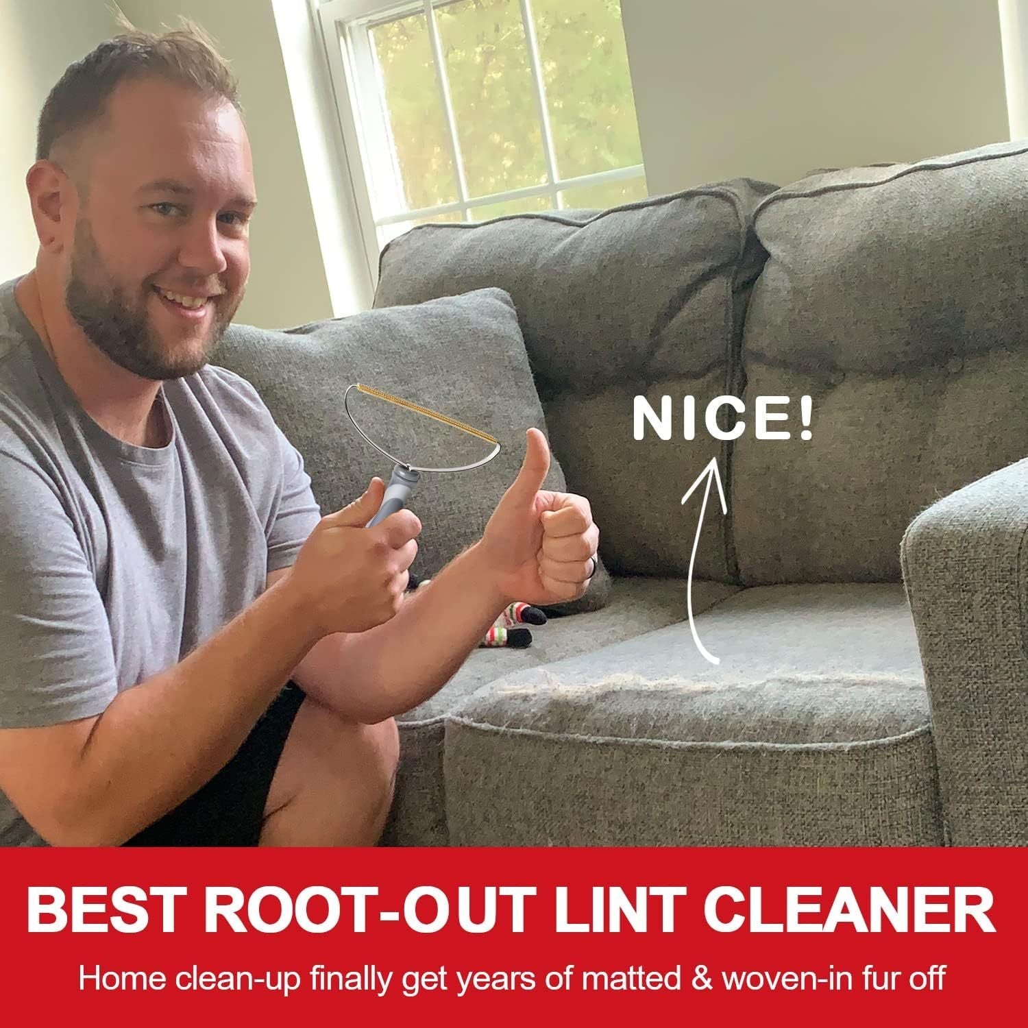 JMT-210442 Pet Hair Removal Tool for Carpets, Upholstery, and Furniture - Heavy-Duty Fuzz Remover with Copper and Stainless Steel Design