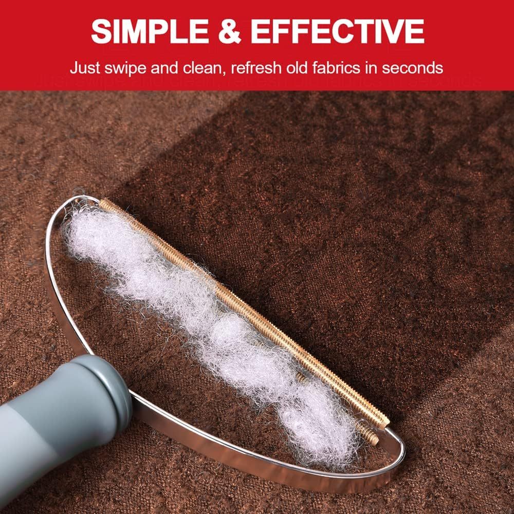 JMT-210442 Pet Hair Removal Tool for Carpets, Upholstery, and Furniture - Heavy-Duty Fuzz Remover with Copper and Stainless Steel Design