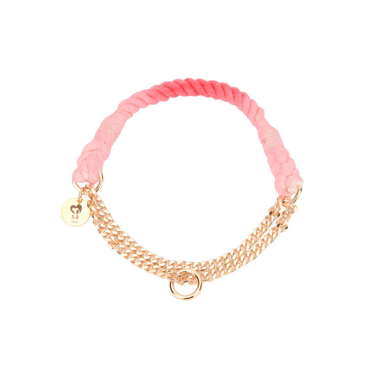 JMT-210698 Stylish Hand-Woven Gradient Color Dog Collar - All Season Cotton Thread Design