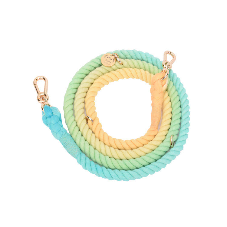 JMT-210698 Stylish Hand-Woven Gradient Color Dog Collar - All Season Cotton Thread Design