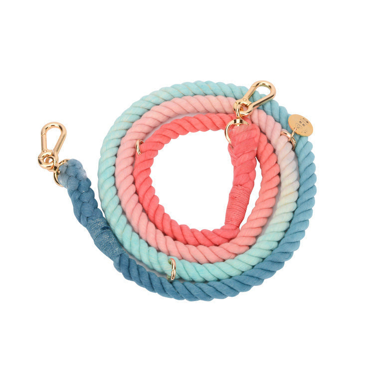 JMT-210698 Stylish Hand-Woven Gradient Color Dog Collar - All Season Cotton Thread Design